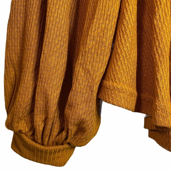 Free People Devin Knit Bishop Sleeve Yellow Scoop Neck Top XS Extra Small - Picture 10 of 13